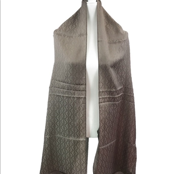 Tory Burch Mosaic Logo Jacquard Scarf French Gray - Picture 1 of 6